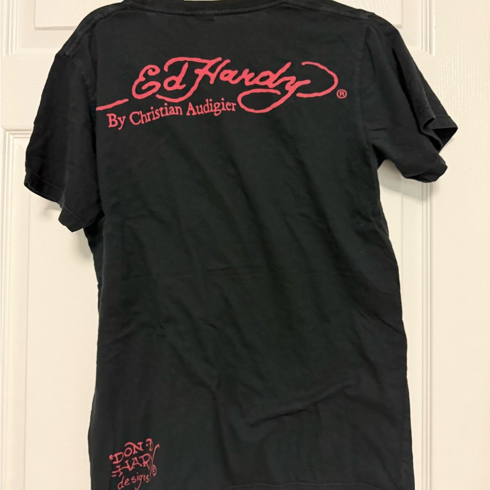 Christian Audigier Black Tee with Red Accents